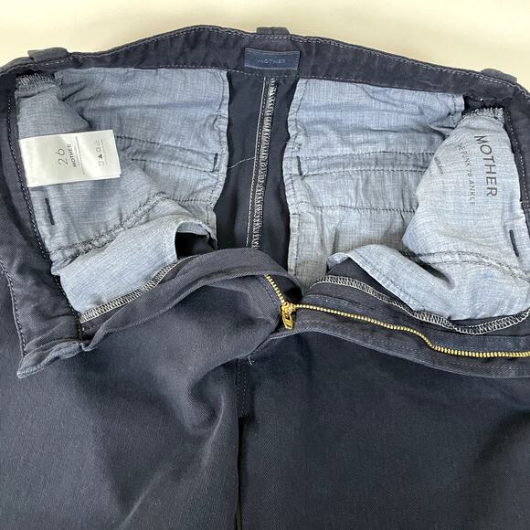 MOTHER Navy‎ Blue The Punk 76 Ankle Pants Raw Hem 26 High Rise USA Premium - Picture 3 of 9